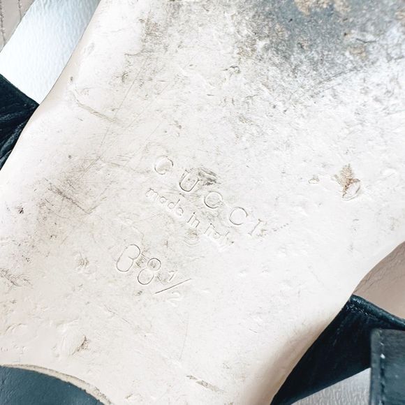 GUCCI Dionysus Black Sandal 38.5 US 8.5 Flat Flip Flop Leather T-Strap Flat GG - Picture 11 of 11